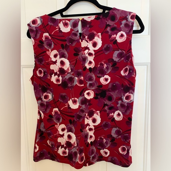 Calvin Klein Wine / White Flowers sleeveless XL. Flattering Gathers at N… - Picture 3 of 5
